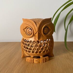Vintage Hand-Carved Small Wooden Owl